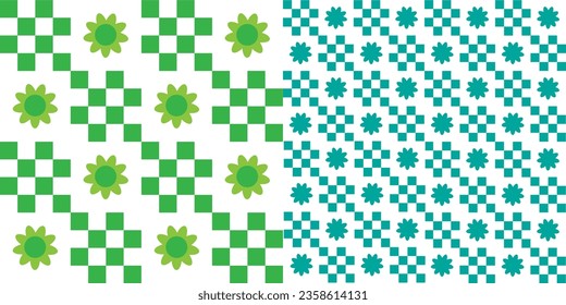 Seamless chess green square grid pattern for background.