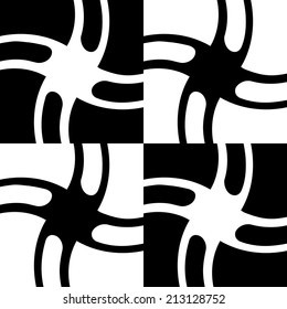 Seamless Chess Pattern with Twirl Shapes