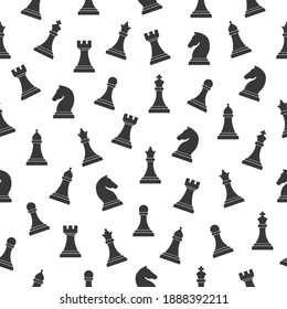 Seamless chess pattern vector background. Board smart game concept. Black figures vector illustration.