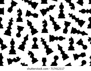 Seamless chess pieces background isolated on white