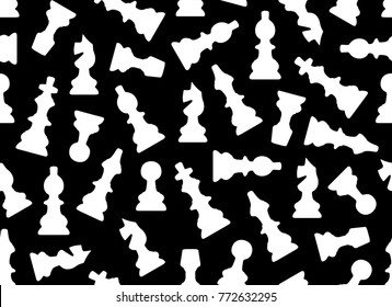 Seamless chess pieces with black in background 