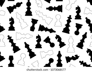 Seamless chess pieces isolated on white