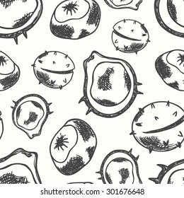 Seamless chestnuts pattern. Sketch chestnuts. Hand drawn pattern made in vector. For your design, textile, fabric, surface textures, packaging.