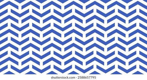 Seamless chevron pattern. Blue geometric background with arrows.