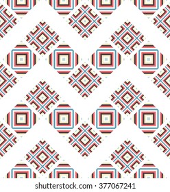 Seamless chevron pattern. Colorful wavy background of mosaic squares. Zigzag print. Vector Illustration.