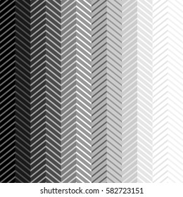 Seamless chevron pattern with gradation effect. Retro textile collection. Black, white.