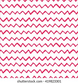 Seamless chevron pattern. Hand painted with oil pastel crayons. Red stripes on white background. Design element for printables, wallpaper, baby shower invitation, birthday card, scrapbooking etc.