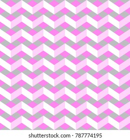 Seamless chevron pattern in pink and grey colors. Vector.