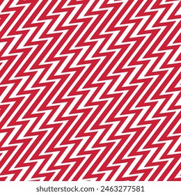 Seamless chevron pattern with thin vertical zigzag red lines on a white background. Abstract geometric style. Graphic textile texture. Vector illustration.