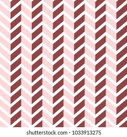 Seamless chevron vector pattern. Colorful 3d zig zag background. Geometric layout. Gift wrapping paper. Bed sheets and interior. 3D chevron in pale pink color on white background.
