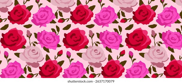 Seamless chic fashion background with roses. Ideal for fabric, packaging, cover. Vector.