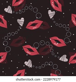 Seamless chic lips pattern background vector illustration for wallpaper, wrapping paper, print design 