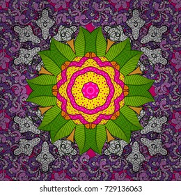 Seamless Chichi fabric pattern. Colour Spring Theme seamless pattern Background. Vector illustration. Flat Flower Elements Design. Flowers pattern.