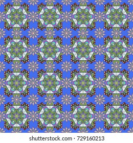 Seamless Chichi fabric pattern. Vector illustration. Colour Spring Theme seamless pattern Background. Flowers pattern. Flat Flower Elements Design.