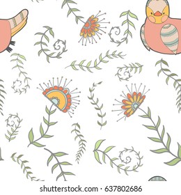 Seamless chicken cartoon background.