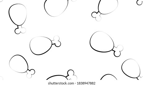 Seamless chicken fried legs pattern vector. Meat cartoon background.