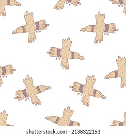 Seamless child pattern with eagle. Scandi vector illustration for prints, clothing, packaging and postcards.