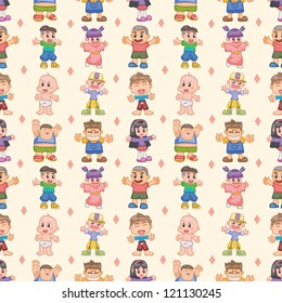 seamless child pattern,cartoon vector illustration