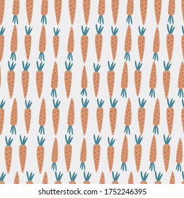 Seamless childish pattern with carrots. Creative kids texture for fabric, wrapping, textile, wallpaper, apparel. Vector illustration. 