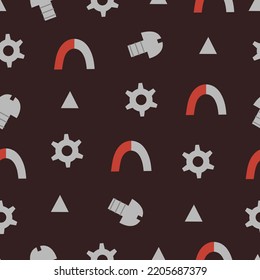Patrón infantil inmaculado con perno de dibujos animados, tornillo, elementos decorativos. vector. dibujo a mano. diseño de bebé para tela, textil, impresión, envoltura