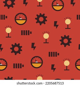 Patrón infantil inmaculado con lámpara de dibujos animados, tornillo, elementos decorativos. vector. dibujo a mano. diseño de bebé para tela, textil, impresión, envoltura