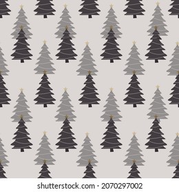 Seamless childish pattern with Christmas tress. Perfect for modern wallpaper, fabric, 
home decor, and wrapping projects.