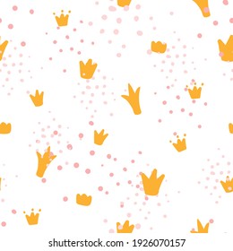 Seamless childish pattern with crown. Seamless pattern for fabric, paper, wrapping and other