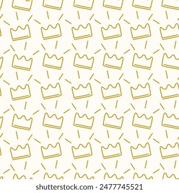 Seamless childish pattern with crowns. Cute baby and little princess design. Baby shower.
