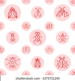 Seamless childish pattern with cute beetles and butterflies. Vector illustration. Use for textile, print, surface design, fashion kids wear.
