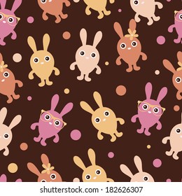 Seamless childish pattern with cute bunnies