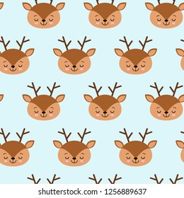Seamless childish pattern with cute deer. Creative kids texture for fabric, wrapping, textile, wallpaper, apparel. Vector illustration