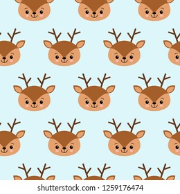 Seamless childish pattern with cute deer. Creative kids texture for fabric, wrapping, textile, wallpaper, apparel. Vector illustration