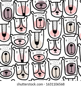 Seamless childish pattern with cute funny bears
