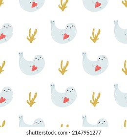 Seamless Childish Pattern With Cute Hammerhead Sharks For Nursery, Baby Shower, Textile.