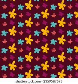 Seamless childish pattern with cute hand drawn flower. for fabric, print, textile, wallpaper, apparel