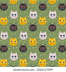 Patrón infantil sin foco con gato dibujado a mano lindo. para tejidos, impresos, textiles, papel pintado, prendas de vestir