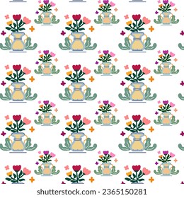 Seamless childish pattern with cute hand drawn flower. for fabric, print, textile, wallpaper, apparel
