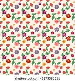 Nahtlose kindliche Muster mit süßer, handgezeichneter Blume. für Gewebe, Druck, Textilien, Tapeten, Bekleidung

