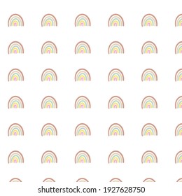 Seamless childish pattern with cute rainbow. Creative scandinavian kids texture for fabric, wrapping, textile, wallpaper, apparel. Vector illustration