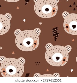 Patrón infantil sin fisuras con lindos osos de roca.  Textura linda de los niños para la tela, materia textil. Ilustración vectorial
