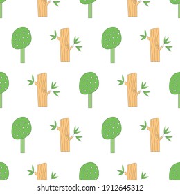 Seamless childish pattern with different trees. Creative kids style texture for fabric,
wrapping, textile, wallpaper, apparel. Surface pattern design.
