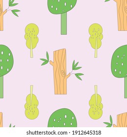 Seamless childish pattern with different trees. Creative kids style texture for fabric,
wrapping, textile, wallpaper, apparel. Surface pattern design.
