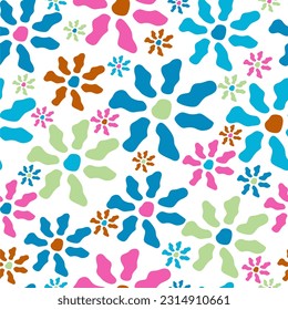 Seamless childish pattern with fairy abstract flowers. Creative kids city texture for fabric or textile.