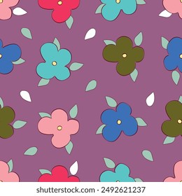 Seamless childish pattern with fairy flowers. Creative kids city texture for fabric, wrapping, textile, wallpaper, apparel. Seamless pattern with creative decorative flowers in scandinavian style.