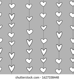 Seamless childish pattern with hand drawn hearts. Valentine's day pattern with heart