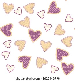 Seamless childish pattern with hand drawn hearts. Valentine's day pattern with heart
