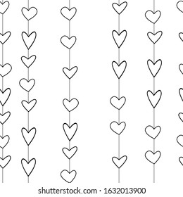 Seamless childish pattern with hand drawn hearts. Valentine's day pattern with heart