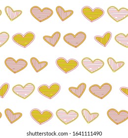 Seamless childish pattern with hand drawn hearts. Valentine's day pattern with heart