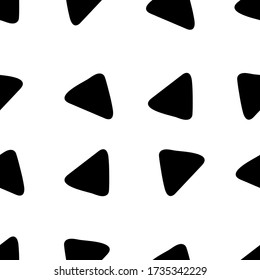 Seamless childish pattern with hand drawn doodle triangles. Creative scandinavian kids texture for fabric, wrapping, textile, wallpaper, baby shower, clothes, posters, cards. Vector illustration.