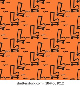 Seamless childish pattern hand drawn skate roller vector illustration. Creative design for apparel, fabric, textile, stationary, wrapping, wallpaper.